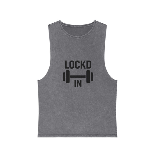 Lockd In Unisex Stonewash Tank Top - Workout Motivation Tee