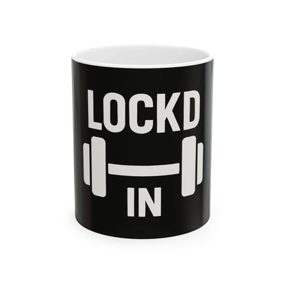 Lockd In Ceramic Gym Mug | Fitness Coffee Cup | Gift for Gym Lovers, Motivational Drinkware, Workout Essentials, Weightlifting Mug