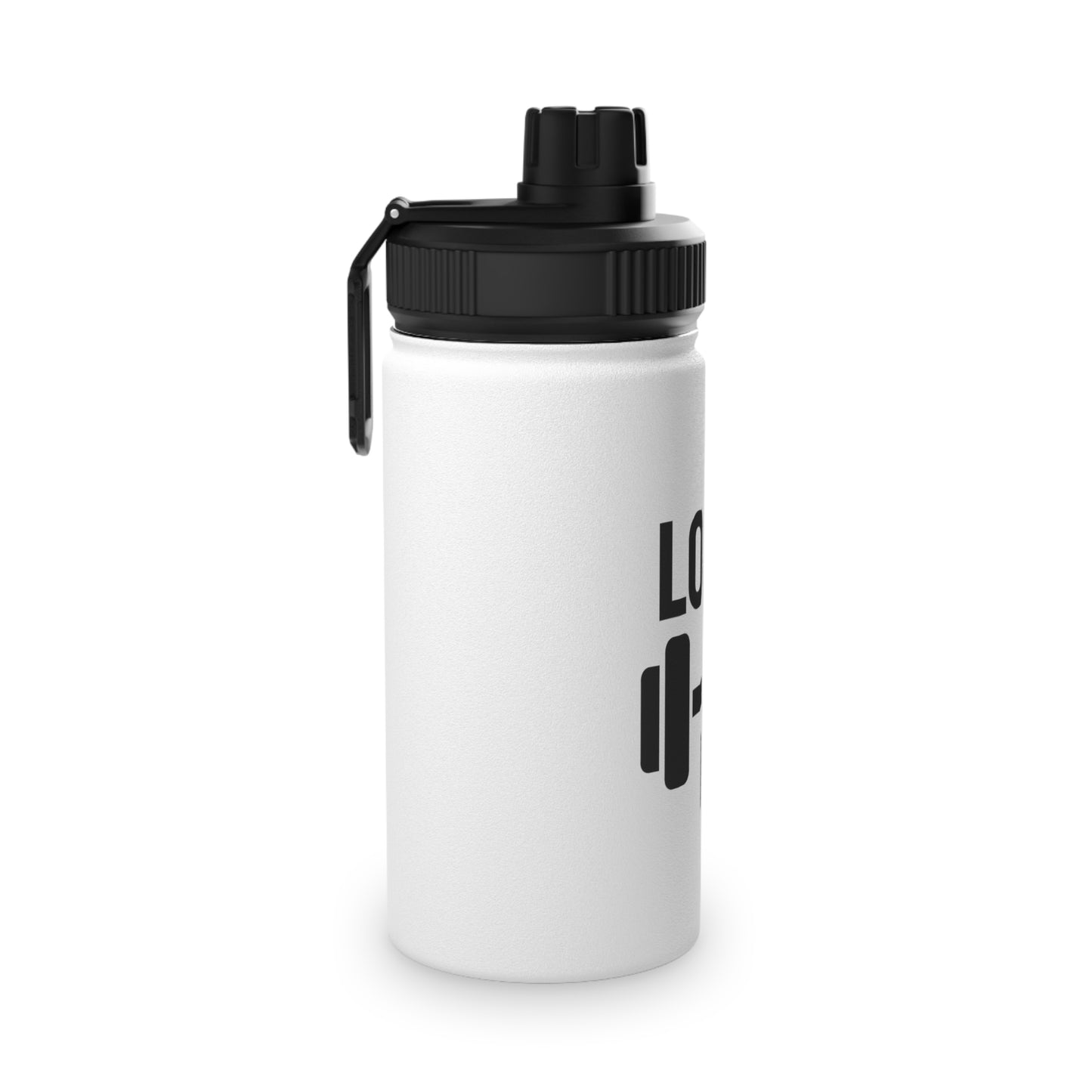 Locked In Water Bottle — Stainless Steel Sports Bottle with Barbell Graphic