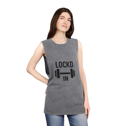 Lockd In Unisex Stonewash Tank Top - Workout Motivation Tee