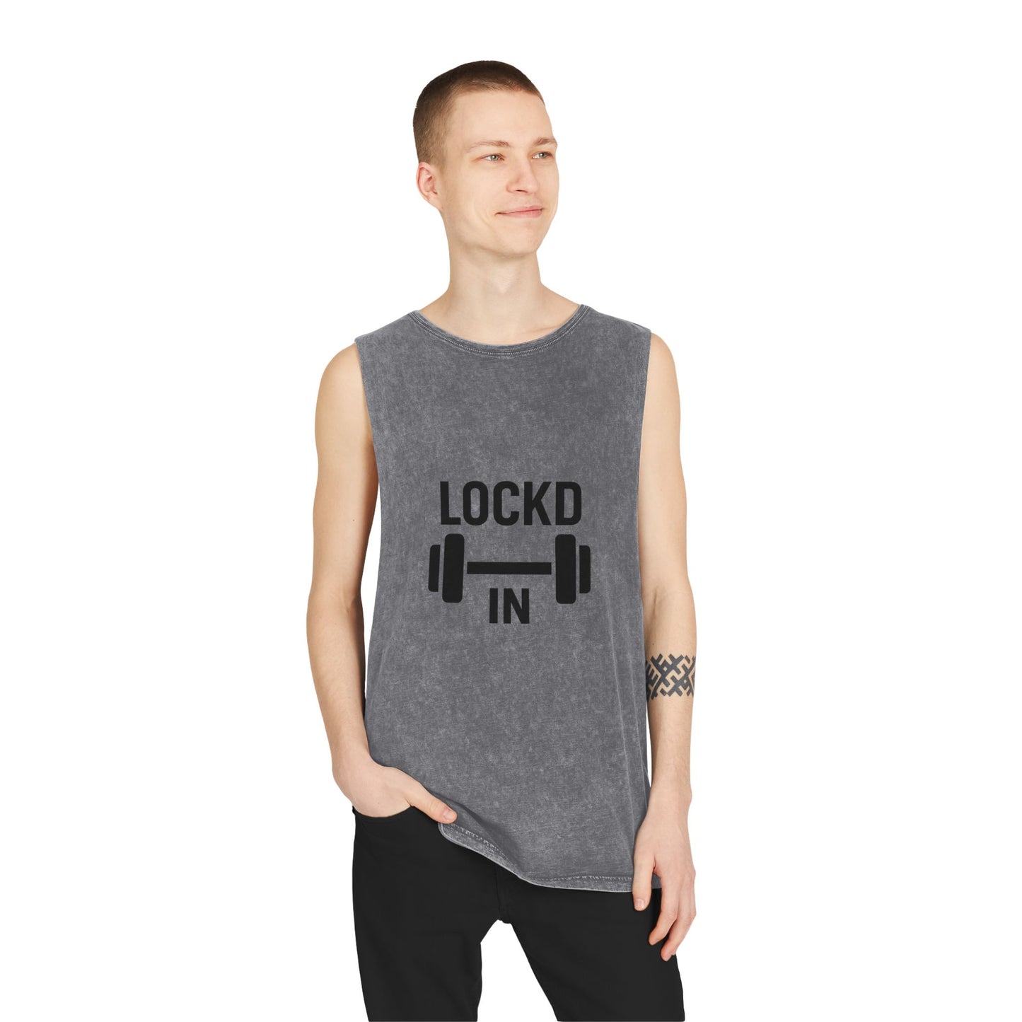 Lockd In Unisex Stonewash Tank Top - Workout Motivation Tee